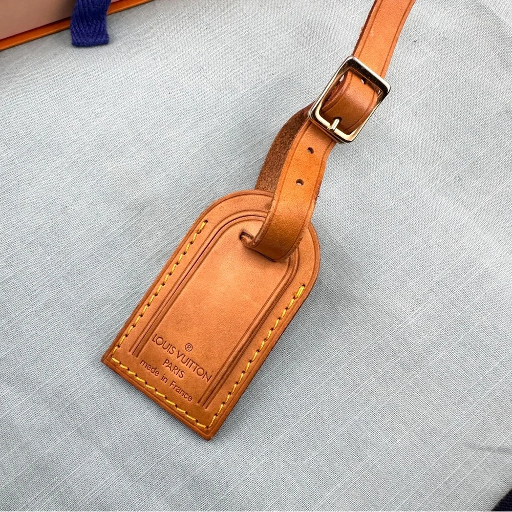 AUTHENTIC Vachetta Leather Luggage tag and loop.
